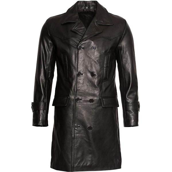 Cappotto Van Helsing in pelle nera da uomo - Giacca spolverino gotica Steampunk Matrix con fibbie (T5) - Italia