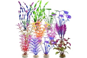 AOMIGT Aquarium Decoration Plante,12 Pièces Décoration d'aquarium, Artificielle Aquarium Deco,Terrarium Plante Décoration,Plantes d'aquarium artificielles,Ornement Artificielle Plante pour Aquarium Poissons