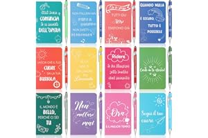 Tenare 12 Set Regali di Ringraziamento per Colleghi 12 Piccoli Quaderni con Frasi Motivazionali Mini Taccuini Tascabili 12 Penne a Sfera Ispiratrici per Appunti Scuola Ufficio Laurea(Colorati)