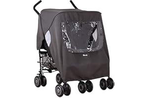 Koo-di Pack-It Keep Me Dry Universal Rain Cover for Double Pushchair | Showerproof Stroller Rain Cover | Breathable Vents & Airflow Window | Fits Any Standard Double Stroller, Pushchair & Buggy