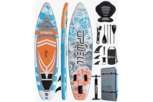 UPWELL 11'/10'6' Inflatable Stand Up Paddle Board with sup Accessories Including Backpack, Repairing Kits, Non-Slip Deck, Kayak Seat, Leash, 3 Fins, Paddle and Hand Pump