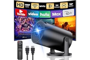 [Wbudowane aplikacje] Przenośny projektor YOTON Mini z WiFi 6 Bluetooth 5.4, bezprzewodowe lustrzane odbicie, obsługa 1080P, Auto Keystone, kompatybilny z HDMI/TV Stick, czarny