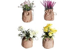 QOEOTUY 4 Piezas Planta Artificial Pequeña:Maceta Decorativa Artificial Mini Phalaenopsis - Plantas de Plástico para Dormitorio, Salón y Oficina