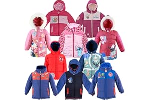Characters Cartoons - Bambina Bambino - Giubbotto Giaccone Parka Giacca Piumino Sintetico con Cappuccio - Autunno Inverno - Licenza Ufficiale