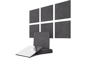 vilz Juego de 6 elementos acústicos de fieltro reciclado, elemento acústico, panel de pared autoadhesivo, 275 x 275 x 12 mm, color gris