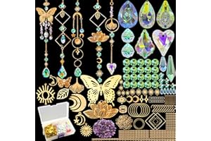 VEEKAY 402 Pièces Kits de Fabrication de Attrape-Soleil,DIY Cristal Suncatchers,Pendentif Cristal à Suspendre Attrape-Lumière,pour décoration de fenêtre,décoration de jardin,avec crochet de suspension