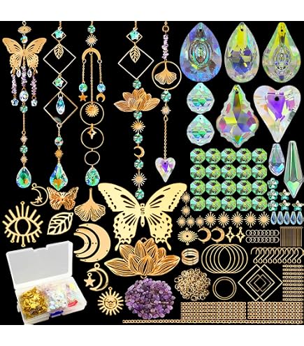 15 Attrape-Soleil Prismes Cristal - Kit DIY Avec Perles & Chaînes | Décoration Fenêtre/Jardin