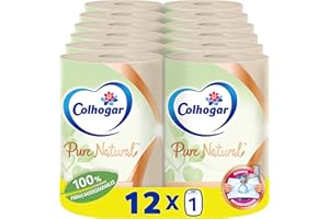 Colhogar Pure Natural 12x1 - Papel Cocina Biodegradable Resistente y Absorbente - Rollo de Toalla de Papel Mini Jumbo para Co