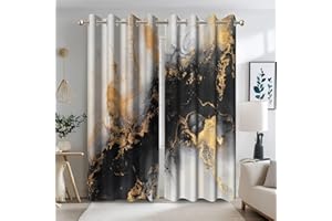 ‎TTINCCEER Ttincceer 117x183cm Grau Marmor Blackout Vorhänge für Schlafzimmer Grau Weiß mit Gold Textur Marmor Zimmer Verdunkelung Vorhänge Licht blockieren Thermisch isoliert Schlafzimmer Vorhänge 2 Panels