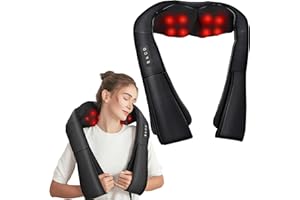 Masażer do Karku, Brelley Urządzenie do Masażu Pleców, Ramion, Ogrzewaniem 3D, Shiatsu Masażer Łagodzi Bóle Mięśni, Prezent dla Kobiet, Mężczyzn (ciemny)