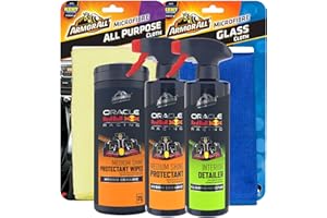 Armor All Kit Limpieza Interior Coche, Pack 5 Productos con Tecnología Cerámica, Toallitas XL, Spray Limpiador, Detallador Mate, Paño Microfibra y Cristales, Limpia Tapicerías y Salpicadero