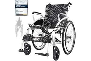 ‎VOCIC VOCIC U31 Rollstuhl Faltbar Leicht Transportrollstühl bis 150KG,Doppelbremsen Design RollstüHle mit Selbstantrieb für Senioren(17.5kg),Reise-Rollstuh mit 60cm Groß Hinterrad (Weiß)