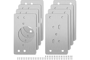 TIGERKINWIT Placa de Reparación de Bisagras 8 Piezas Placas de Soportes de Reparación con 48 Tornillos Fijación Kit de Reparación De Bisagras para Madera Muebles Estantes Gabinete Armario 90 * 50mm