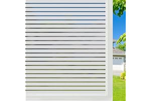 Mgood Pellicola per Vetri Finestre 30cm x 300 cm, Motivo a Strisce Pellicola Adesiva per Vetri Satinata Decorativi Statico Pellicola Oscurante per Vetri Privacy per Ufficio Casa, Strisce Medie