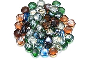 Zhujiehigh Environ 1000g/1kg Pépites de Verre, Billes Plates, Pierres de Verre Décoration, Diamants Décoratifs, Pierres de Cristal pour Vases Mariage, Perles Eau pour Aquariums - Coquillage