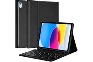 aMZCaSE Custodia per tastiera per 10a generazione 2022, Custodia per tastiera per 10,9 pollici 2022 con custodia per tastiera wireless Bluetooth rimovibile con portapenne, QWERTZ (Nero)