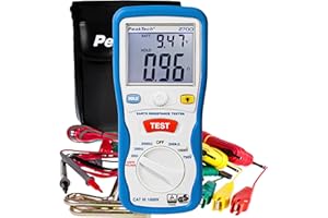 PeakTech 2700 - Probador Digital con Pantalla LCD Doble y 2 Varillas, Resistencia a Tierra, Ac/Dc, Tuv/Gs, Retención de Datos, Desconexión Automática, Puesta a Cero Automática - Cat III 1000 V