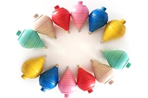 GERILEO Lote de 4/8/12 Peonzas de Madera clásicas de Colores - Regalos y Detalles para Comuniones, piñatas, Niños, Niñas, Fiestas de Cumpleaños, Trompas, peón, trompo, trompón, Spinner, perinola