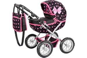 Kinderplay Dolls Pram | Toy Pram | Baby Doll Pram - Toy Pushchair | Dolls Buggy | Dolls Pushchair | Doll Stroller with Adjustable Handle (33-63 cm), model KP0262R