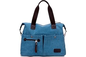 DIRRONA Moda Lienzo Bolsos Bandolera Casual Bolso de Mujer Grande Viajes Bolso Bandolera Bolsa de Lona Trabajo Compras Bolsos Cruzados Multibolsillos Uso Diario Azul