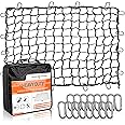 Seven Sparta 5’ x 7’ Bungee Cargo Net Stretches to 10' x 14' for Truck Bed, Pickup Bed, Trailer, Trunk, SUV with 16 Bonus D Clip Carabiners Car Organizer Net for Large Loads (Black)