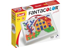 Quercetti 0954 – Gioco a mosaico, Fanta Color, portatile, piccolo, 300 puntine in 2 forme (triangolari e quadrate)