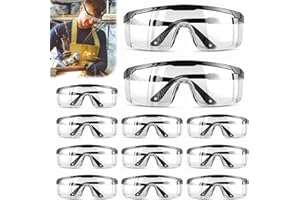 LEKEFETO Lot de 12 lunettes de protection, lunettes de protection, lunettes de sécurité, lunettes de sécurité pour laboratoire, anti-buée, anti-salive, transparentes