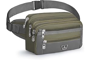 Xoolkly Bum Bag Waist Fanny Pack 7 Zip Pockets Bumbags for Men Women Waist Bag with Adjustable Belt for Sport Running Cycling Camping Hiking Travel, Green