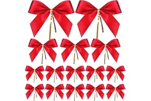 Sumind 36 Stück rote Weihnachtsschleifen Dekorationen Größe S/M/L Band Schleife für Weihnachtsbaum Weihnachtskranz Ornamente Home Geschenk Dekoration