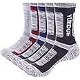 YUEDGE Men's Socks For Men, Moisure Wicking Casual Everyday Work Athletic Cushioned Crew Socks Breathable Cotton Anti-Odor Hiking Walking Sports Socks, 5 Pairs