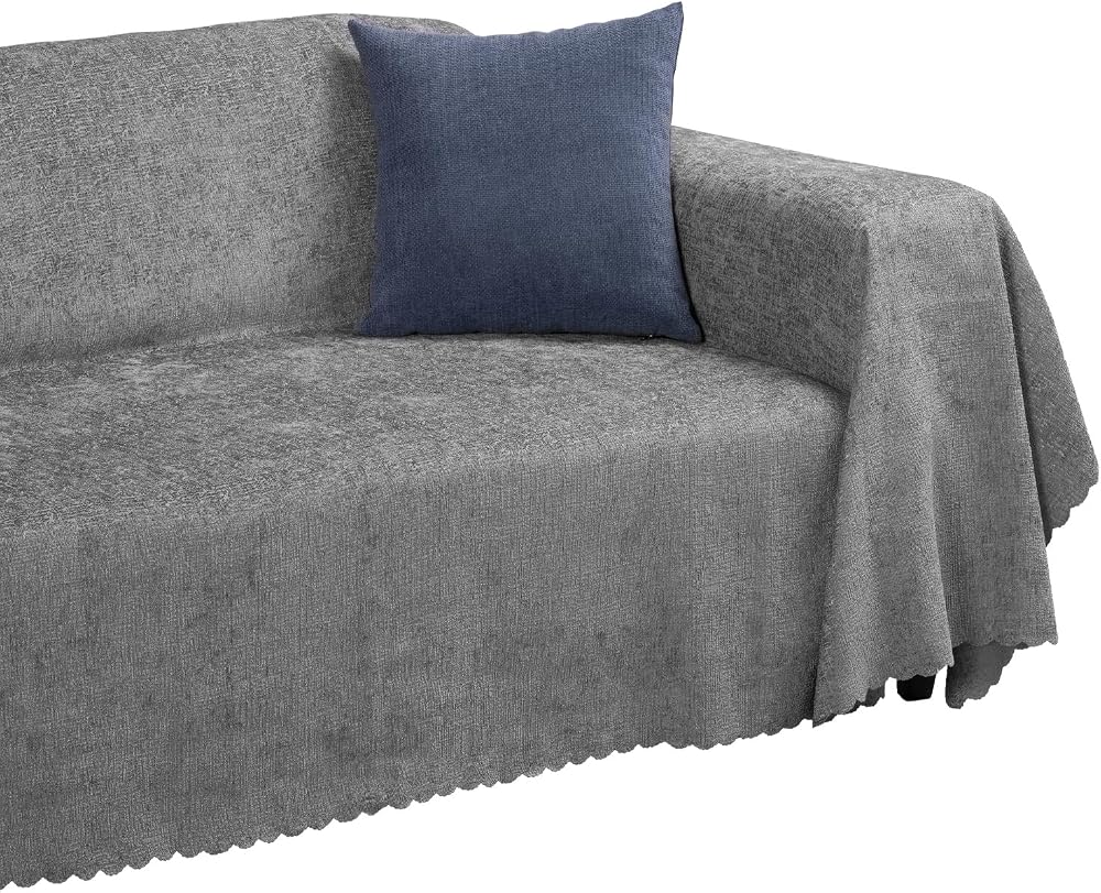 Latuda Home Premium Koltuk Örtüsü 175x300 LARGE Gramajlı Jakarlı Şönil Kurşun | Kanepe Örtüsü | Kaymaz