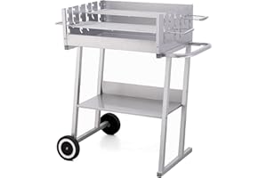 tepro Holzkohlegrill Grillwagen Pasadena, Grillfläche: ca. 58 x 41 cm, Silber