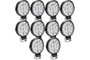 ‎SKYWORLD SKYWORLD 12V led strahler kfz, 10pcs 3.2 Zoll 42W Round Mini Spot scheinwerfer auto offroad nebelscheinwerfer für SUV ATV Traktor LKW 4x4, 6000K Weiß, led arbeitsscheinwerfer, led arbeitslicht