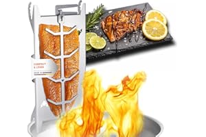 FENNEK Shorty Porte-saumon de petite taille, en acier inoxydable, pour braseros et barbecues, avec mécanisme de serrage spécial, pas de vis nécessaires, rotatif à 180 °, fabriqué en Allemagne