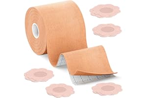 BLOOMORA Boob Tape Essential – Cinta Adhesiva Pecho para Pechos Grandes | 5 cm Boob Tape con Pezoneras de Silicona | Adhesivo Pecho Invisible para Vestidos sin Tirantes | Cinta Pecho Adhesiva Beige