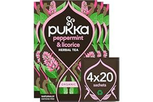 Pukka Herbs | Organic Peppermint & Licorice Herbal Tea Box | Ideal Digestive Infusion Selection | Soothing After-Meal Tea | Caffeine Free | 4 Packs | 80 Plant Based Biodegradable Tea Bags