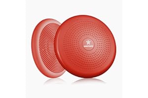 BODYMATE Cuscino propriocettivo Gonfiabile per Equilibrio comprensivo di Pompa - Cuscino con rilievi, Core Training, Fitness, Allenamento di coordinazione e della Schiena - Pepper Red Ø 34cm