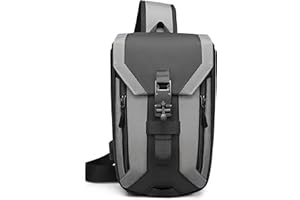VARLIVOO Moda Zaino Monospalla da Uomo Borse a Spalla Sling Bag con USB Port Crossbody Bag Escursionismo Sportivo Impermeabile Poliestere Sling Backpack Grigio Scuro