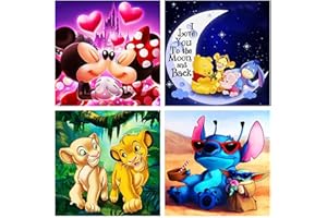 4 Packs 5D Diamond Painting Kit per Bambini, POENOEN DIY Completo Pittura Diamante Kit per Adulte, Pietra Rotonda Diamond Art per Casa Decorazioni/Natale (4-30x30cm)