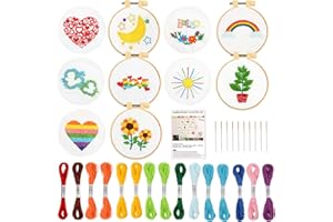 Pllieay 10 PCS Cross Stitch Kits for Beginners, Embroidery Beginner Kits for Kids 7-13, Include Instructions, Cross Stitch Kits with Pattern, Needlepoint Kits for Embroidery Projects