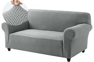 Hafaa High Stretch Sofa Cover 2 Seater Spandex Elastic Fit Loveseat Grey Sofa Slipcovers T Shape - Super Soft Non Slip Couch Covers Washable Furniture Protector for Pets/Kids/Dogs