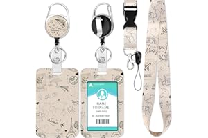 DUOUPA Funda para tarjeta de identificación con cinta, llavero extensible con mosquetón, para mujer, profesor, enfermera, doctor, estudiante