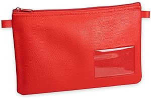 ‎EFFEKTIVO effektivo Banktasche Geldtasche farbig mit Reißverschluss und Fenster, Kunstleder rot, passend für Dokumente bis DIN A5