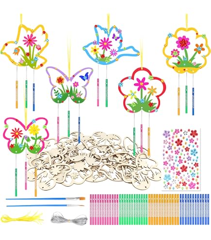 9 Kits Bricolage Carillons Éoliens Chauves-Souris Halloween – Activité Manuelle Enfant à Peindre & Assembler, Décoration Effrayante Jardin Ou Maison