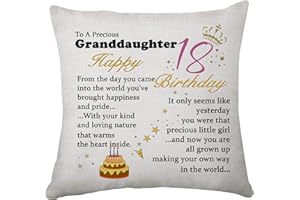 Hasodeo Granddaughter 18th Birthday Gifts Cushion Cover Pillow Cover from Grandma Inspirational 18th Birthday Throw Pillow Cover for Granddaughter Turning 18th Adult Present (GD18th)