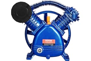 VEVOR Cabezal de Bomba de Compresor de Aire, 5,5 HP 5,75 CFM a 90 PSI, Lubricado con Aceite de Cilindro Doble, Hierro Fundido Tipo V de Doble Etapa con Presión Máxima de 185 PSI, 425 x 300 x 420 mm