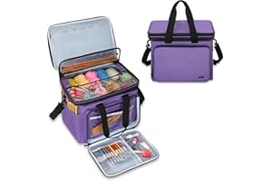 ‎TEAMOY Teamoy Aufbewahrungstasche für Wolle, die geeignet zum Transportieren von Strick-/Häkeln Wolle ist und Taschen für Zubehör, mit doppeltem Deckel, (kein Zubehör im Lieferumfang enthalten), Lilane