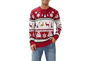 Namatime Damen Herren Kinder Weihnachtspullover Lustig Weihnachtspulli Ugly Christmas Sweater Rundhals Strickpullover mit Reindeer Unisex Weihnachts Pullover Familie Set