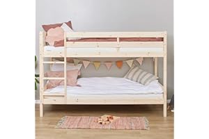 Hoppekids Letto a castello per Bambini ECO Comfort Naturale | 90x200 + Dogde del letto | Etichetta ecologica nordica | Pino massiccio dell'UE