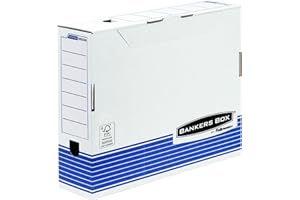 BANKERS BOX Fellowes 0023601 Boîte d'archives System format A3 - Montage automatique - Dos de 10cm Bleu/Blanc - Lot de 10